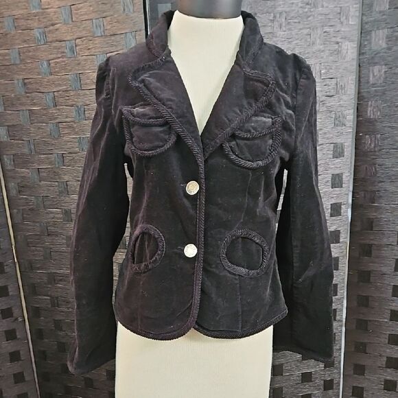 Luii Women's Black Velvet Corset Back Jacket Size Medium - Picture 2 of 13